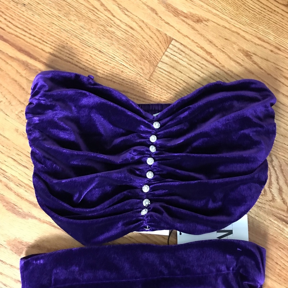 Zara Elegant Purple Velour Top and Skirt Set NWT - Picture 5 of 13